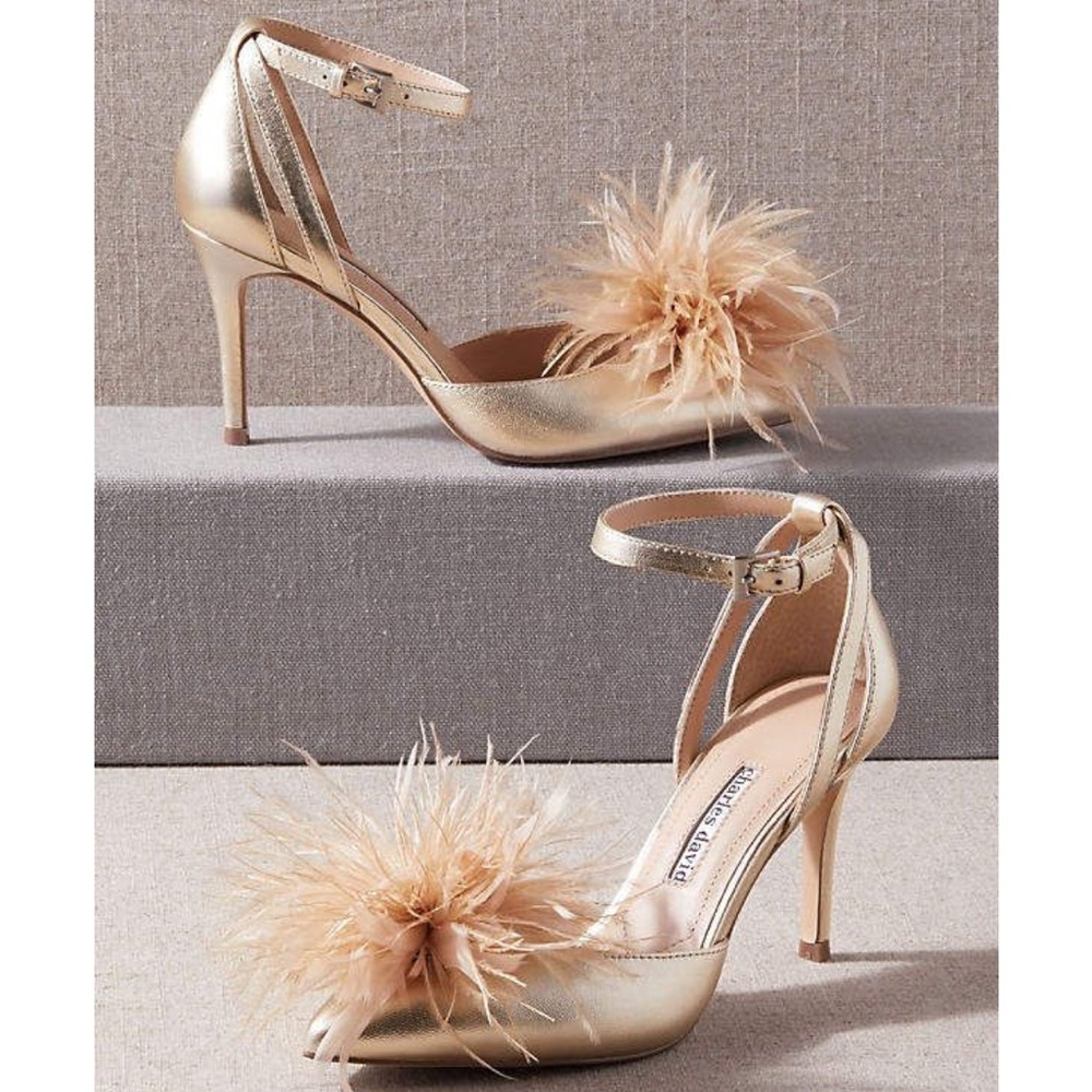 Charles David Violate Feather-Embellished d'Orsay Heels - Size 6.5